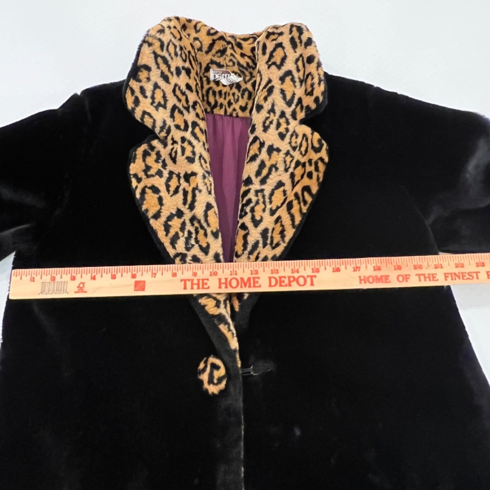 Betmar New York Coat Made In USA Vintage Faux Fur Animal Print Black--Size M - Picture 11 of 13